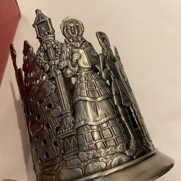 Vintage 1995 Home for the Holidays Christmas Pewter Candle Holder Original Box - Picture 2 of 11